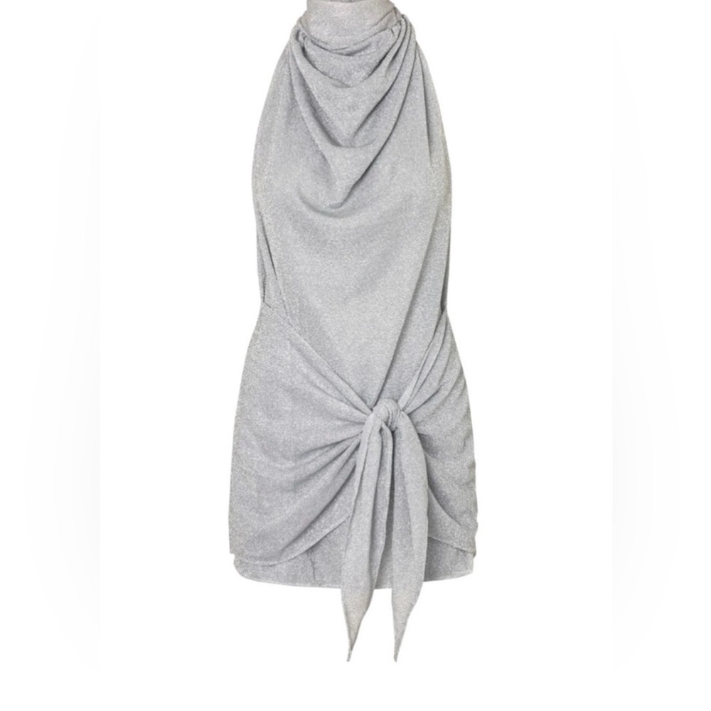 Elegant Silver Halter Dress